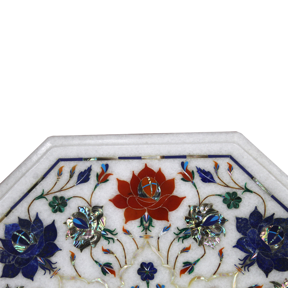 Details about   Marble Corner Table Top with Antique Work Coffee Table Pietra Dura Art for Home 