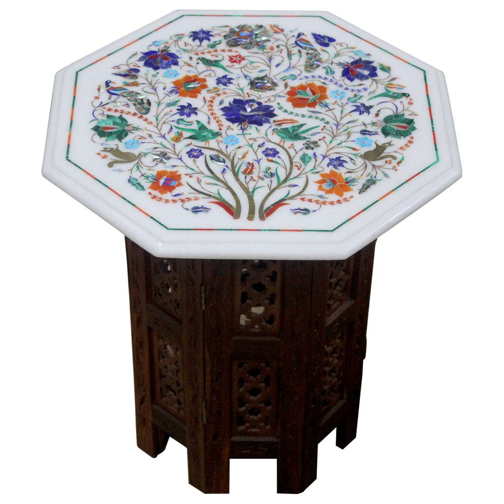 Details about   12" Marble corner Table Top inlay handmade PietraDura work home decor 
