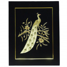 Embroidery Panel Peacock Golden Thread