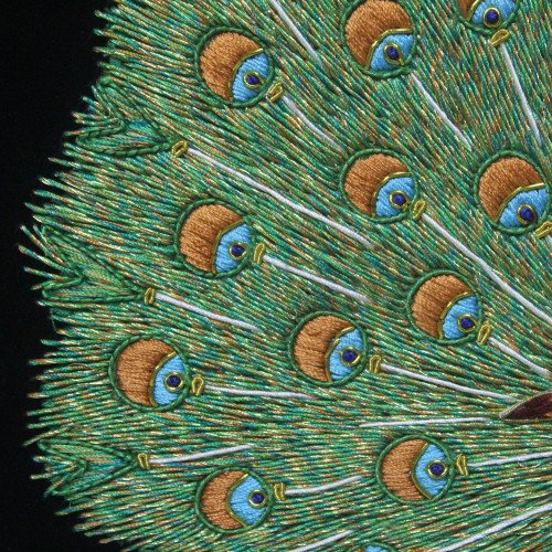 Embroidery Wall Panel Peacock Silk Thread
