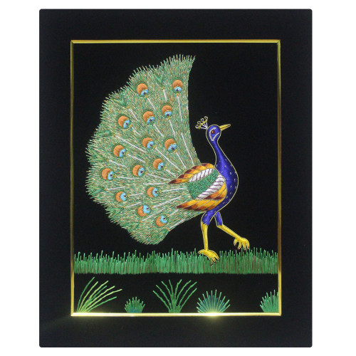 Embroidery Wall Panel Peacock Silk Thread