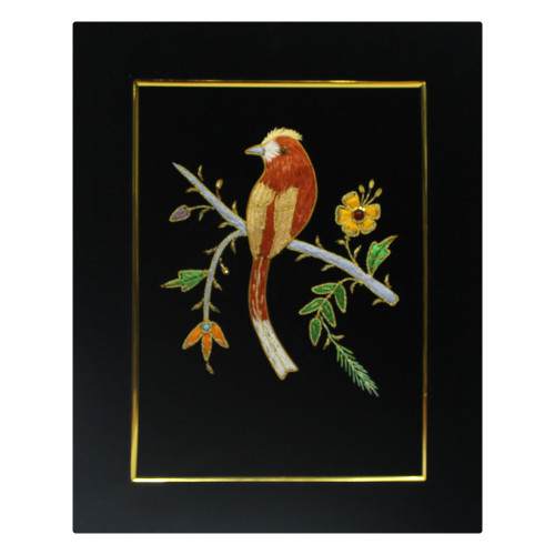 Beautiful Bird Design Zardozi Embroidery Wall Hanging Panel 