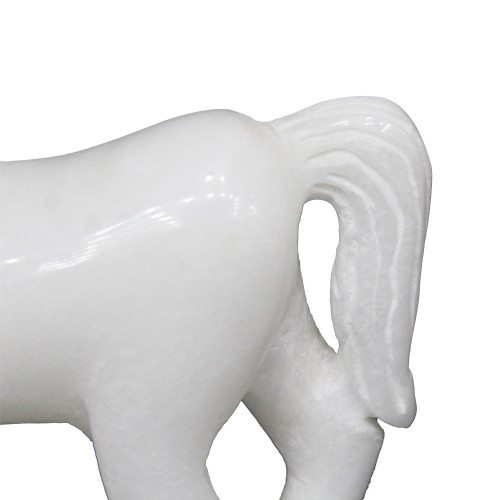 Antique White Alabaster Horse Statue For Home Decor