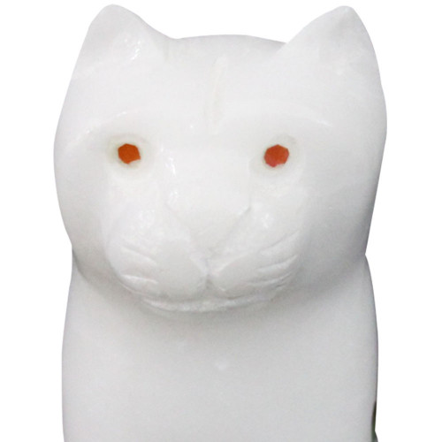 White Cat Statue Inlay Turquoise Stone