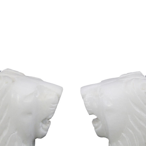 White Alabaster Pair Lion Statue For Home Decor
