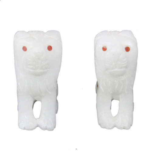 White Pair of Lion Figurine