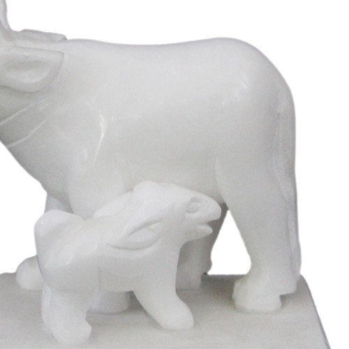 Handmade Natural Alabaster Sculpture Cow With Calf