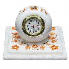 Little Tajmahal Art Beautiful Pietra Dura Work Marble Table Clock