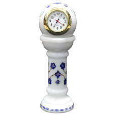 Antique Marble Pillar Watch Inlaid Turquoise Gemstone