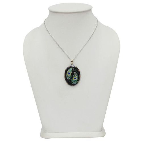 Marble Inlay Jewelry Necklace With Decorative Pendant Inlaid Semi Precious Gemstones Malachite | Beautiful Art Piece For Women and Girl