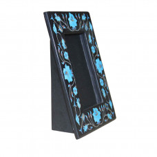 Black Marble Photo Frame Turquoise Floral Arts Inlay Mosaic Decorative Gifts