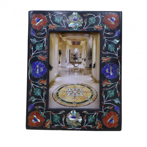 Black Marble Photo Frame Real Hakik Stone Marquetry Inlay Home Decor Gifts