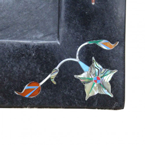 Black Marble Photo Frame Rare Paua Shell Stone Inlay Pietra Dura Decor Gifts Arts
