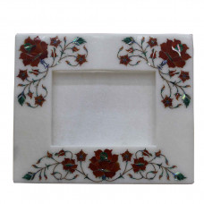 Marble Photo Frame Floral Inlay Picture Frame Pietra Dura Table Decorative Gift