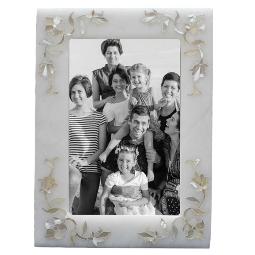 Decorative White Alabaster Marble Inlay Photo Frames For New Year Gift