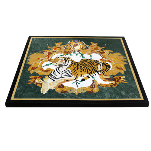 Wood Inlay Tiger Panel For Home Decor