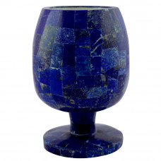 Marble Wine Glass Inlaid Lapislazuli Gemstone
