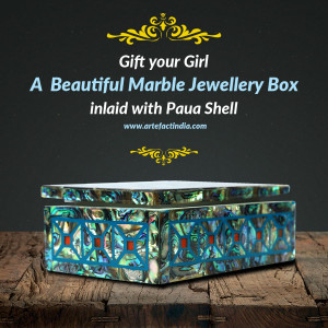 Gift your Girl a Beautiful Marble Jewellery Box inlaid with Paua Shell