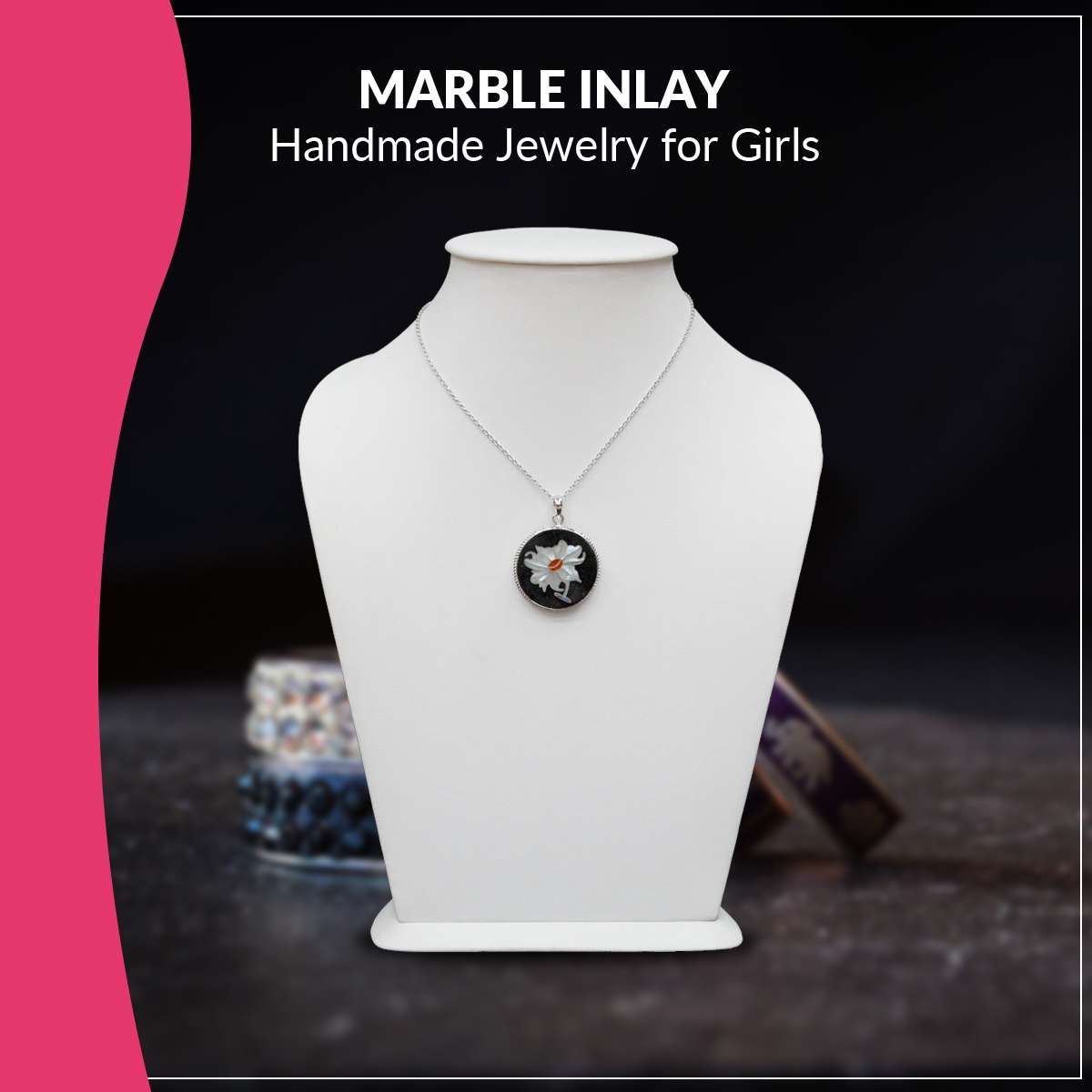 Marble Inlay Handmade Jewelry for Girls