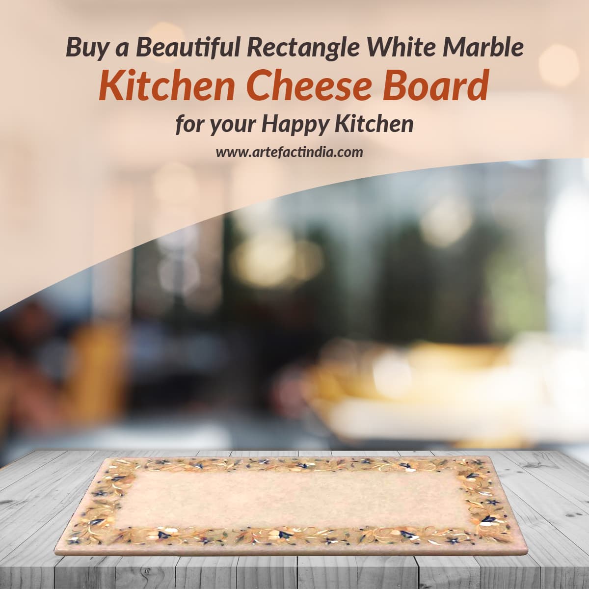 Buy a Beautiful Rectangle White Marble Kitchen Cheese Board for your Happy Kitchen