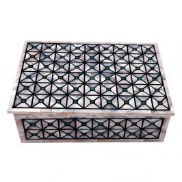 Rectangular White Jewelry Box Pietra Dura Art