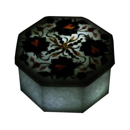 Octagonal White Marble Handicrafts Jewelry Storage Box