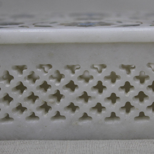 Handmade White Marble Inlay Box With Filigree Work