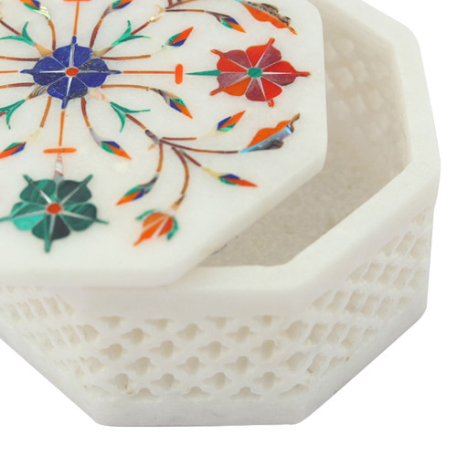 Tree of Life Design Marble Inlay Jewelry Box For Little Angles 