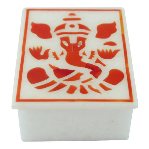 Indian Marble Inlay White Jewelry Gift Box