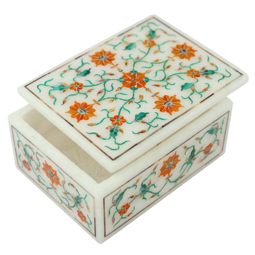 Jewelry Box Marble Inlay Souvenir Gift For Ladies
