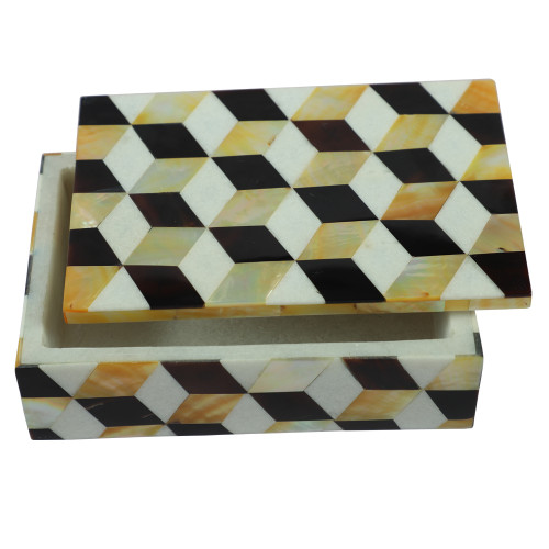 Mother Of Pearl Inlay White Marble Trinket Box