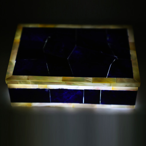 Lapislazuli Gemstone Inlay Marble Trinket Box