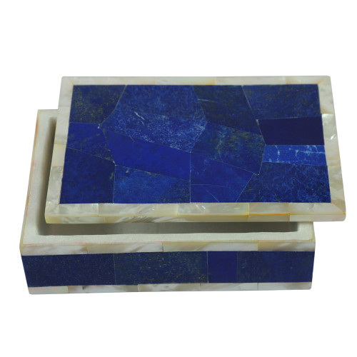 Lapislazuli Gemstone Inlay Marble Trinket Box
