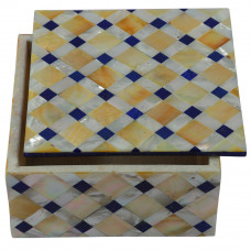 Mother Of Pearl Inlay Square White Marble Jewelry Box For Wedding Gift