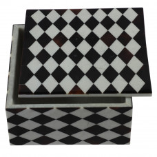 Black Onyx Inlay Square Marble Jewelry Box For Anniversary Gift