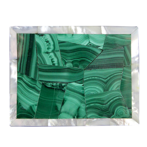 Marble Jewelry Trinket Box Inlay Mother of Pearl And Malachite