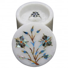 Handmade Paua Shell Inlaid White Marble Trinket Box