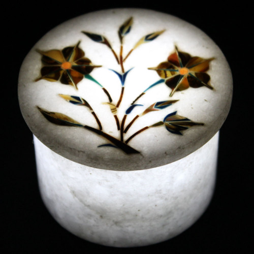 Handmade Paua Shell Inlaid White Marble Trinket Box