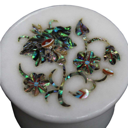 Handmade Paua Shell Inlaid White Trinket Jewelry Box