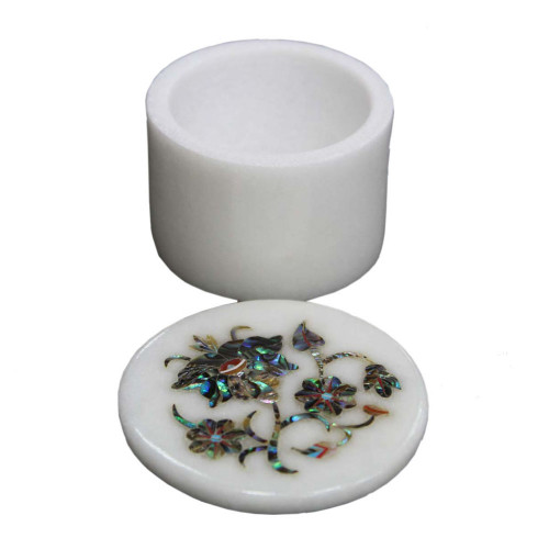 Handmade Paua Shell Inlaid White Trinket Jewelry Box