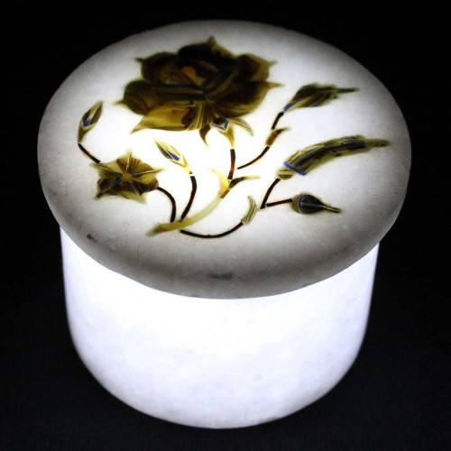 Handmade White Marble Handicrafts Ring Trinket Box