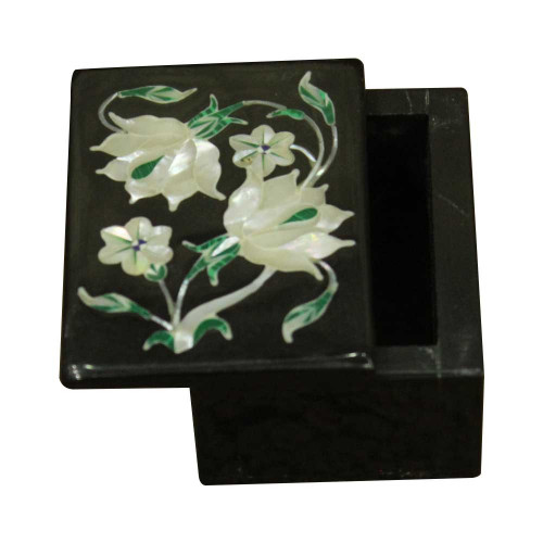 2" x 1.5" Inch Malachite Onyx Trinket Box  Pietra Dura Art