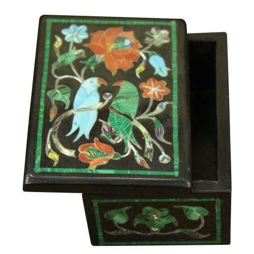 Onyx Box For Bangles With Parrot Inlay Work On Top