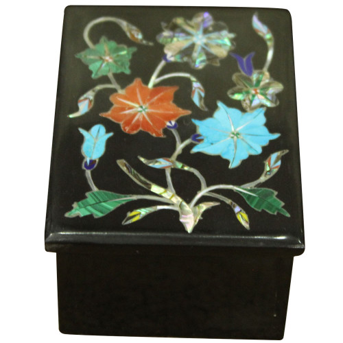 Black Onyx Trinket Box Fifteen Century India Pietre Dure Rare Gemstone Art