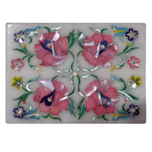 Floral Design Marble Inlay Box For Home Decoration