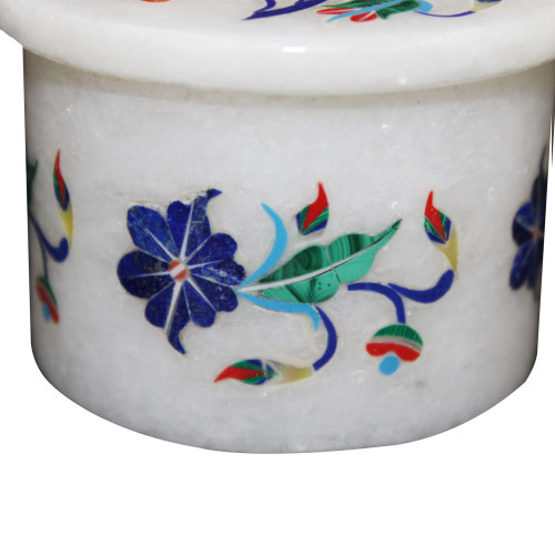 White Marble Inlay Ring Box For Jewelry
