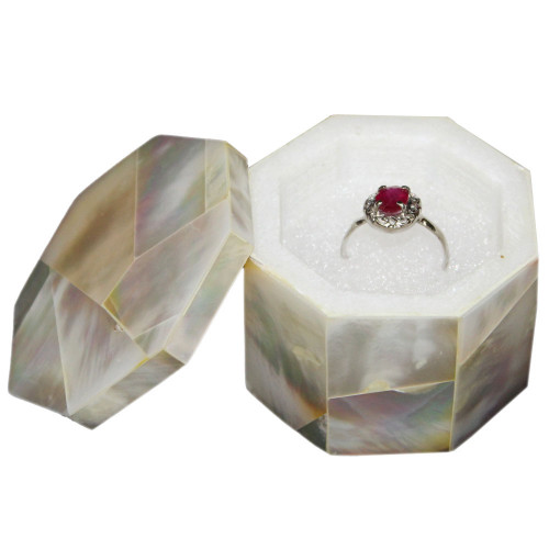 Octagonal White Marble Ring Box Gift For Wife