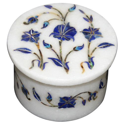 White Marble Inlay Trinket Box For Home Decor