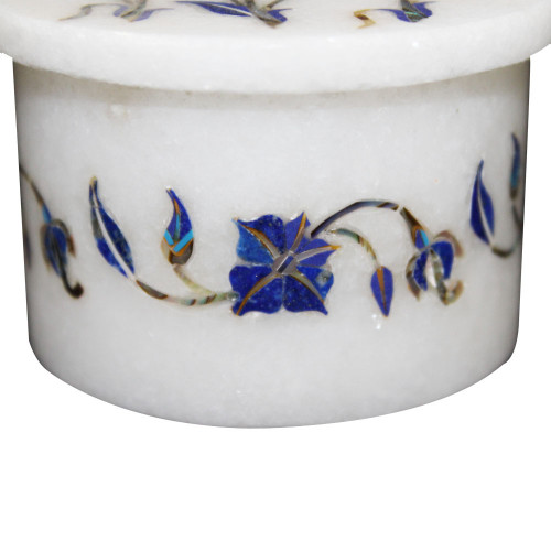 White Marble Inlay Trinket Box For Home Decor