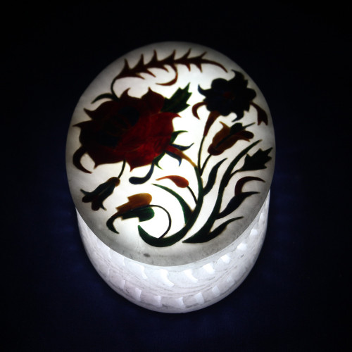 Oval Shape Ring Box Inlaid Mother Of Pearl
